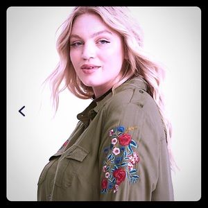 Torrid Embroidered Olive Camp Shirt 00